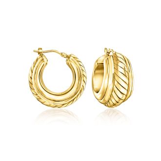 Ross-Simons Italian 18kt Gold Over Sterling Twisted Hoop Earrings