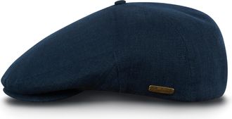 Sterkowski Light Breathable Linen Summer 5 Panel Flat Cap UK 7 1/4 Navy Blue