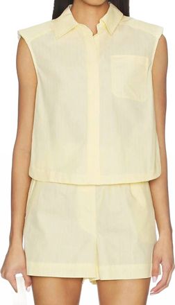 SIMKHAI Winslow Cropped Shirt In Buttercream Stripe