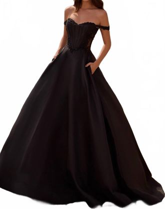 Sherri Hill Off The Shoulder Ballgown In Black