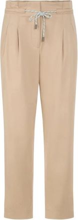 Marc Cain Paperbag Broek Faqus met Hoge Taille - Dames - Straight fit broeken - Beige - S - Katoen - Broeken
