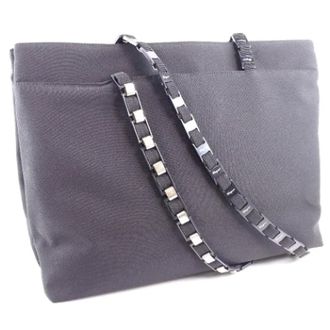 Ferragamo Pre-owned Shoulder Bags, female, Black, Size: ONE SIZE Pre-owned Canvas Chain Shoulder Bag