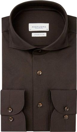 Profuomo Heren, Overhemden, Bruin, Maat: S