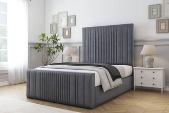 Comfort Beds The Foxy Plush Bed Frame - 50 Upholstered Headboard in Dark Grey | Size: Double