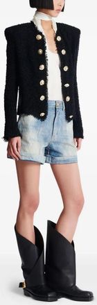 Balmain Womens Edge-to-edge Silky Tweed Jacket - Black Nylon - Size EU 40 (Womens)