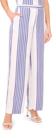 Halogen Stripe Linen Blend Wide Leg Pants in Blue Depths at Nordstrom Rack, Size Xx-Large