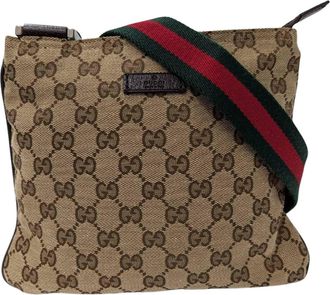 Gucci Beige Brown Gg Canvas Handbag Shoulder Bag (Pre-Owned)