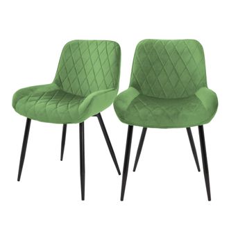 ML Design Set 2x Sillas De Comedor Verde Salvia Asiento Moderno Tapizado De Terciopelo Patas De Metal Negras Con Respaldo Y Reposabrazos Ergon&oacute;micos Sill&oacute;n Mode