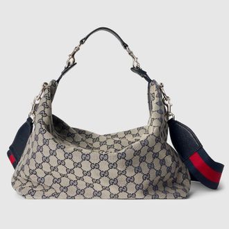 Gucci Brera Medium Crossbody Bag, Blue, GG Canvas