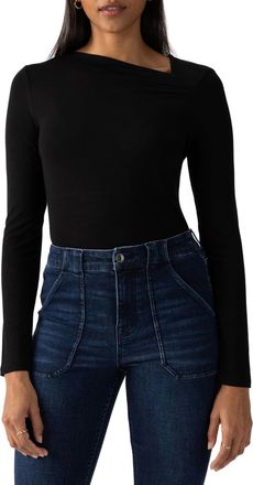 Sanctuary Asymmetrical Neck Top In Black