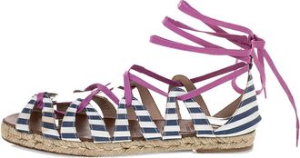 Christian Louboutin striped lace-up espadrille sandals - Blue