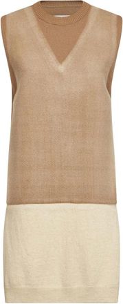 Maison Margiela Gebreide Jurk - Dames - Kleedjes - Beige - M - Wol - Kleedjes