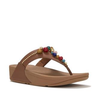 FitFlop Lulu Beaded Toe-Post Sandals in Terracotta Tan at Nordstrom, Size 10
