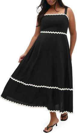 City Chic Shani Maxi Dress in Black/White at Nordstrom, Size Xxxs