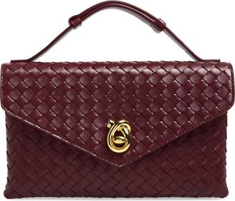 Bottega Veneta Knot Lock Intrecciato Leather Shoulder Bag in 2250 Barolo-M Brass at Nordstrom