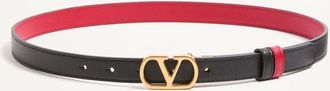 Valentino Garavani Cintura Reversibile VLogo Signature In Vitello Lucido 20 mm Donna NERO/ROUGE PUR 070