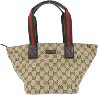 Gucci Pre-owned Handbags, female, Beige, Size: ONE SIZE Pre-owned Vintage GG Canvas Handbag