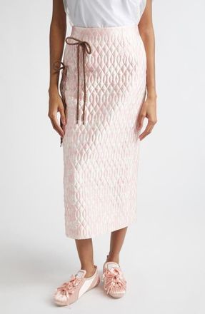 Simone Rocha Quilted Floral Offset Pencil Skirt in Pink/Brown at Nordstrom, Size 4 Us
