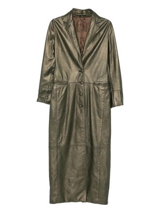 Romeo Gigli 1996-1997s buttoned leather coat - Green