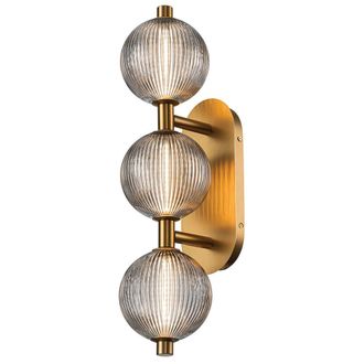 Elstead Lighting Aplique de ba&ntilde;o, IP44, dorado, vidrio acanaladas ahumado