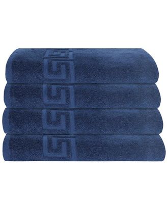 Ozan Premium Home 4Pc Milos Greek Key Pattern Bath Sheet Set