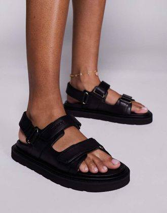 WALK LONDON Walk London - Budapest - Sandali neri in pelle a strappo-Nero