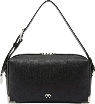 Pinko Bauletto Trittico Mini - Dames - Schoudertassen - Zwart - ONE Size - Leer - Tassen