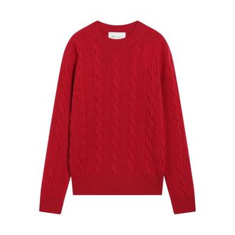 Ami Trui met ronde hals en ton-sur-ton logo - Dames - Truien - Rood - Maat: M Wol