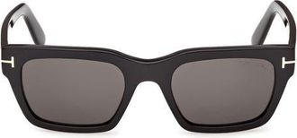 Tom Ford Andy-02 55mm Square Sunglasses in Shiny Black /Smoke Lens at Nordstrom
