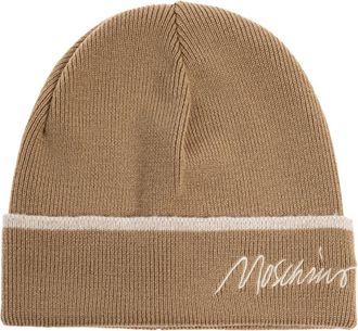 Moschino Wollen muts met logo - unisex - Hoeden - Beige - ONE Size - Wol - Accessoires