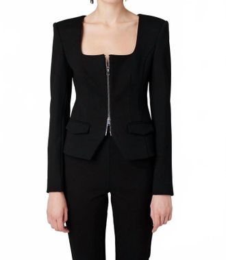 Toccin Koda Zip Front Long Sleeve Top In Black