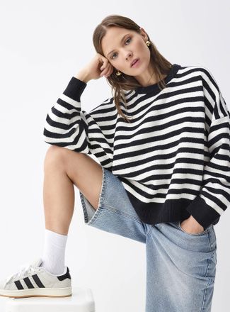 Twik Womens Oversized twin-stripe sweater