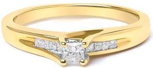 House of Brilliance 14K Yellow Gold 1/4 Cttw Princess Cut Diamond Engagement Ring at Nordstrom