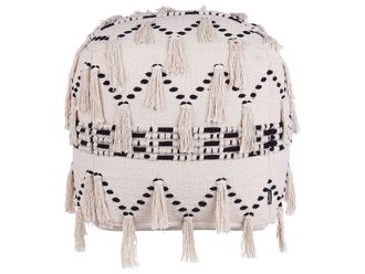 Beliani Beliani - Pouf In Cotone Beige/nero 50 X 50 Cm Thondi