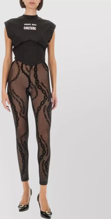 Versace Jeans Couture logo cap sleeve cropped slim fit tops