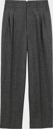 Ami Men & apos;s Zuit Wool Wide-Leg Double-Pleated Trousers