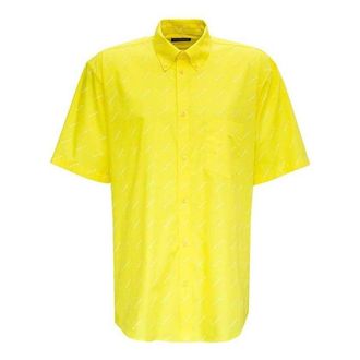 Balenciaga All Over Logo Shirt Yellow White 534332TBL967201