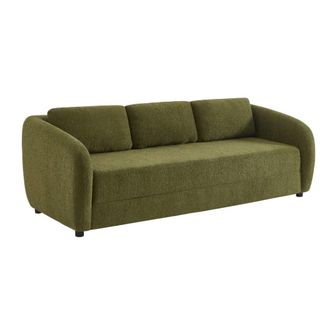 Sweeek Sof&aacute; cama de tela chenilla, 3 plazas, verde kaki