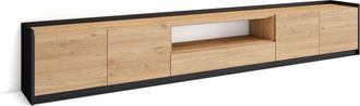Skraut Home Skraut Home - Mueble Tv, Televisi&oacute;n, 310x37x50cm, Para Tv Hasta 80, Roble Y Negro