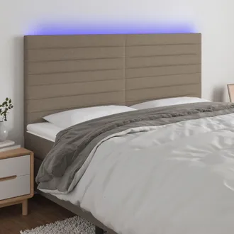 vidaXL Testiera A Led Tortora 160x5x118/128 Cm In Tessuto - Vidaxl