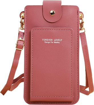 Generic Womens Leather Messenger Bag with Transparent Operation Screen and Secure Hasp Closure for Everyday and Phone Carrying (D, One Size)