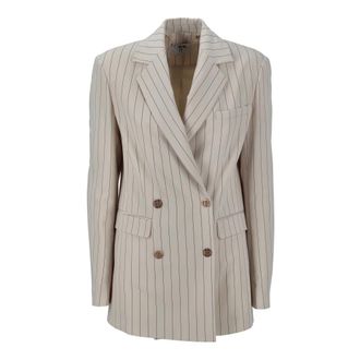 Fracomina Blazers, female, Beige, Size: XL Double Breasted Long Blazer in Col. 108