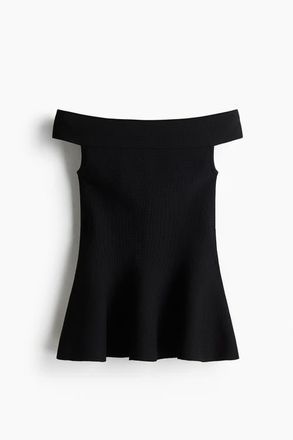 H&M Off-the-shoulder Peplum Top in Black at Nordstrom, Size Xx-Large
