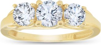 Pompeii3 1.40 Ct Genuine Diamond Three Stone Engagement Ring 14k Yellow Gold