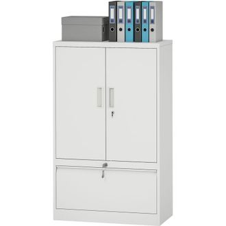 HOMCOM Mobile per Ufficio con Ripiano Interno Regolabile e Cassetto Bianco