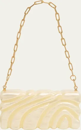 Cult Gaia Aura Sculptural Marbled Acrylic Clutch Bag