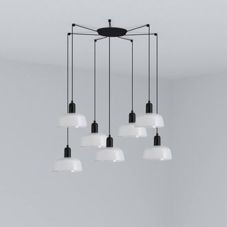 Netlighting Tatawin Small 7 Light White Cluster Drop Pendant Lamp in Black