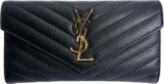 Saint Laurent Black Leather Long Wallet (Bi-Fold) (Pre-Owned)