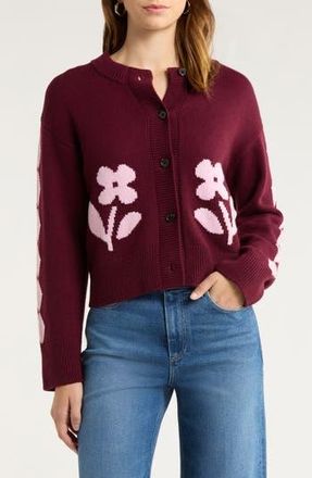 Rails Mavie Intarsia Floral Cardigan in Garnet Daisy at Nordstrom Rack, Size Medium