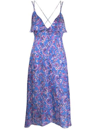 Isabel Marant Abito midi Presly a fiori - Blu